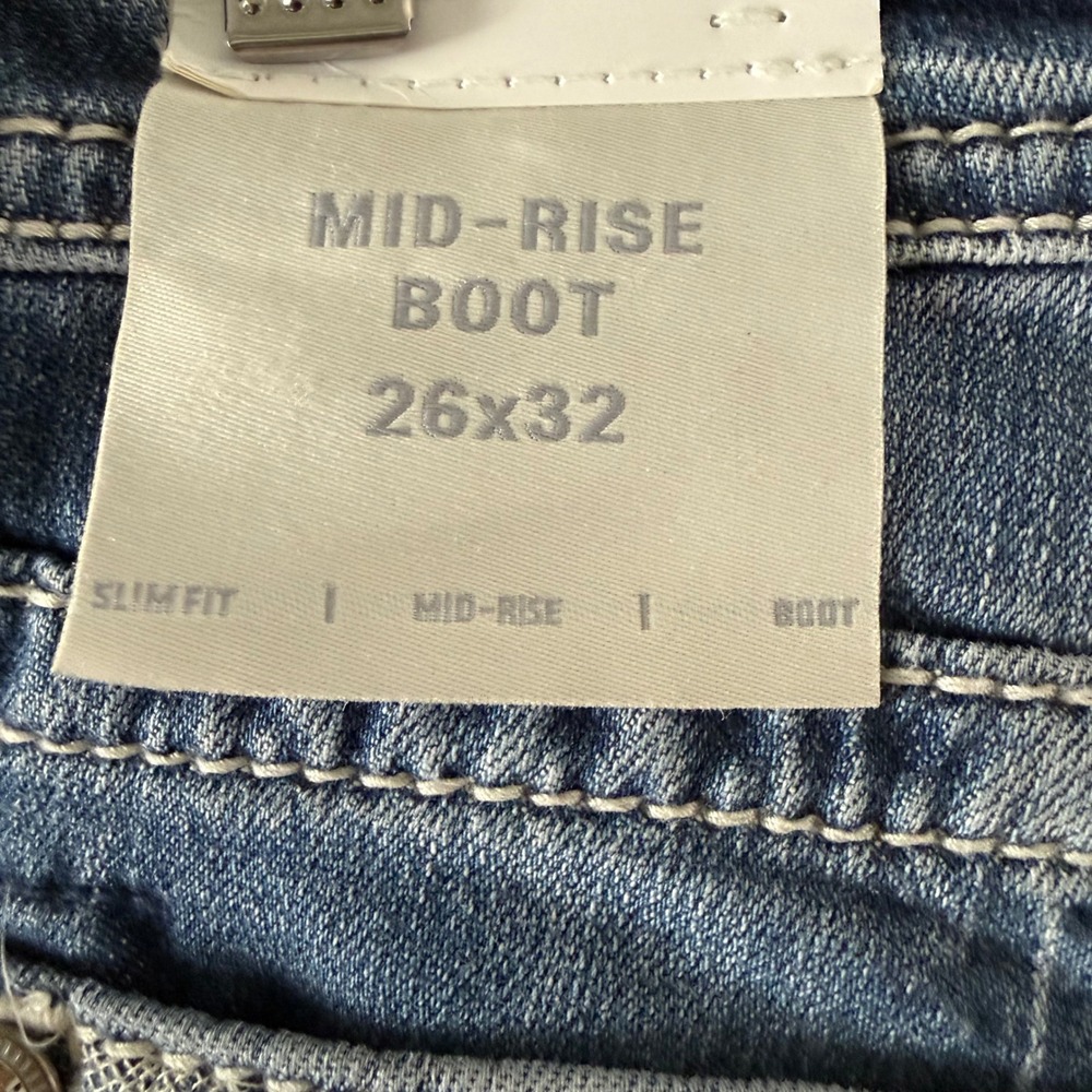Miss Me Women Mid Rise Retro Bootcut Jeans Slim Fit Blue Western Denim 26x32 NEW - Picture 3 of 7